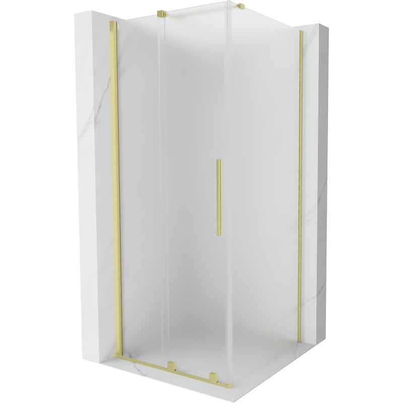 Mexen Velar sliding shower cabin 100 x 100 cm, frost, brushed gold - 871-100-100-31-55