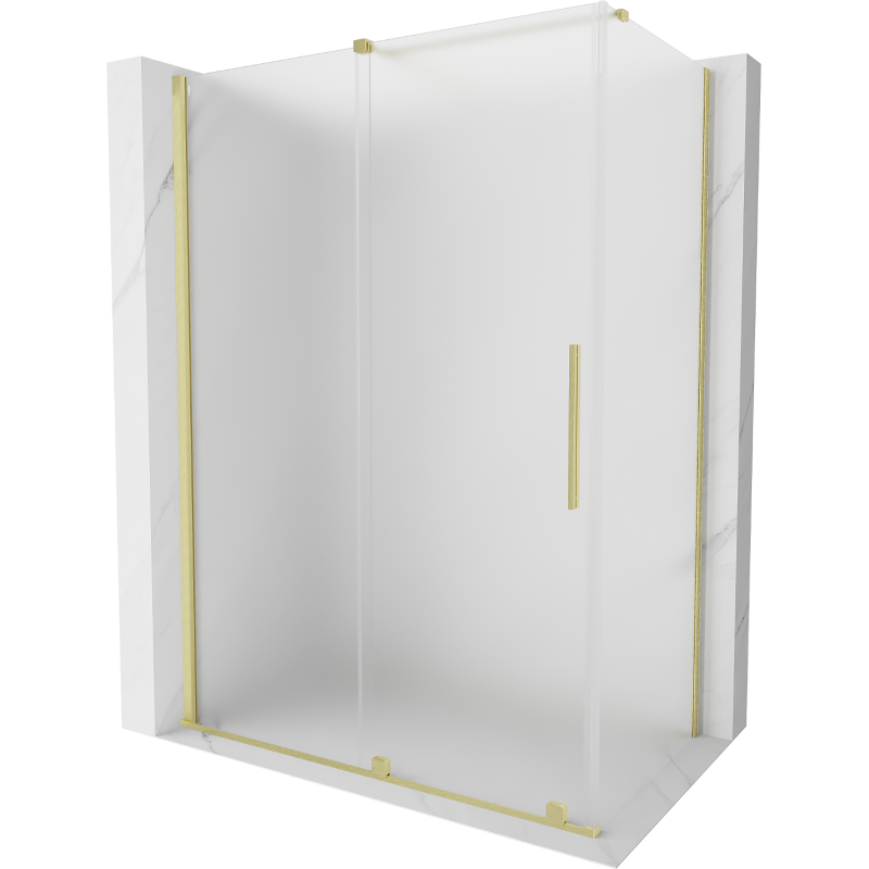 Mexen Velar Sliding Shower Cabin 140 x 85 cm, Frosted, Brushed Gold - 871-140-085-31-55