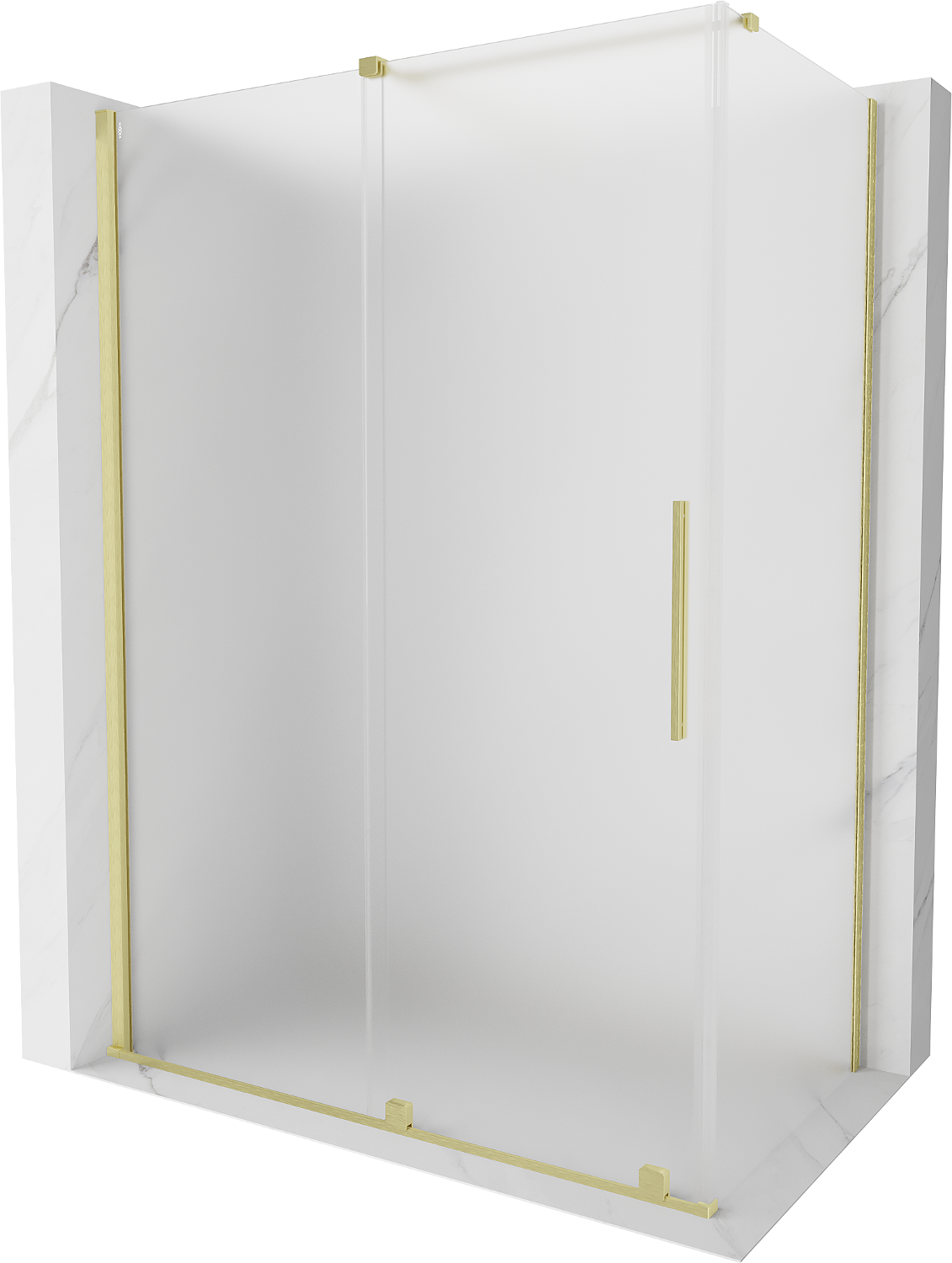 Mexen Velar sliding shower enclosure 150 x 85 cm, frost, brushed gold - 871-150-085-31-55