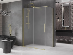 Mexen Velar sliding shower cabin 140 x 85 cm, frost, brushed gold - 871-140-085-31-55