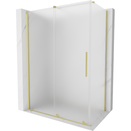 Mexen Velar Sliding Shower Enclosure 140 x 75 cm, Frosted, Brushed Gold - 871-140-075-31-55