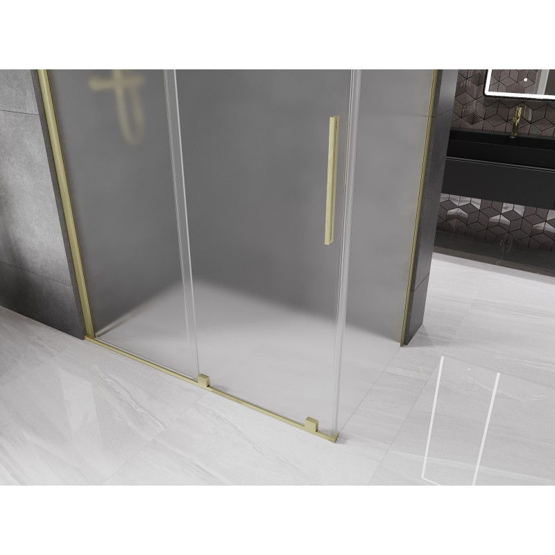 Mexen Velar sliding shower enclosure 140 x 70 cm, frosted, brushed gold - 871-140-070-31-55