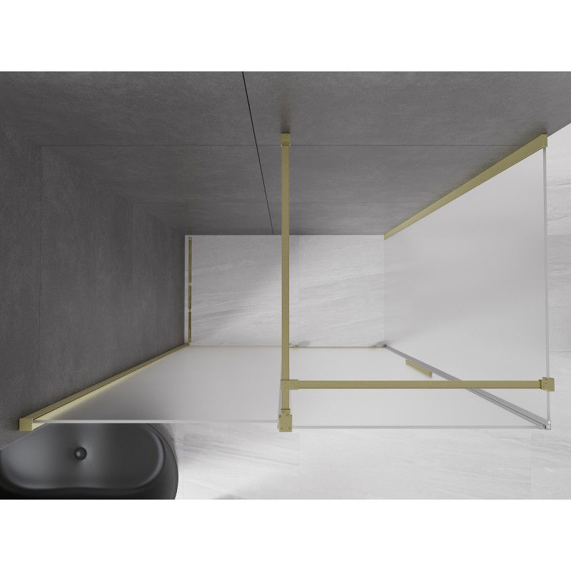 Mexen Velar sliding shower cabin 150 x 80 cm, frost, brushed gold - 871-150-080-31-55