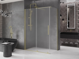 Mexen Velar sliding shower enclosure 160 x 80 cm, frost, brushed gold - 871-160-080-31-55
