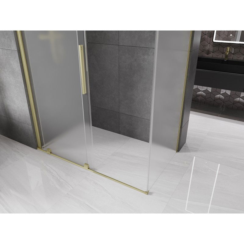 Mexen Velar Sliding Shower Enclosure 160 x 70 cm, Frosted, Brushed Gold - 871-160-070-31-55