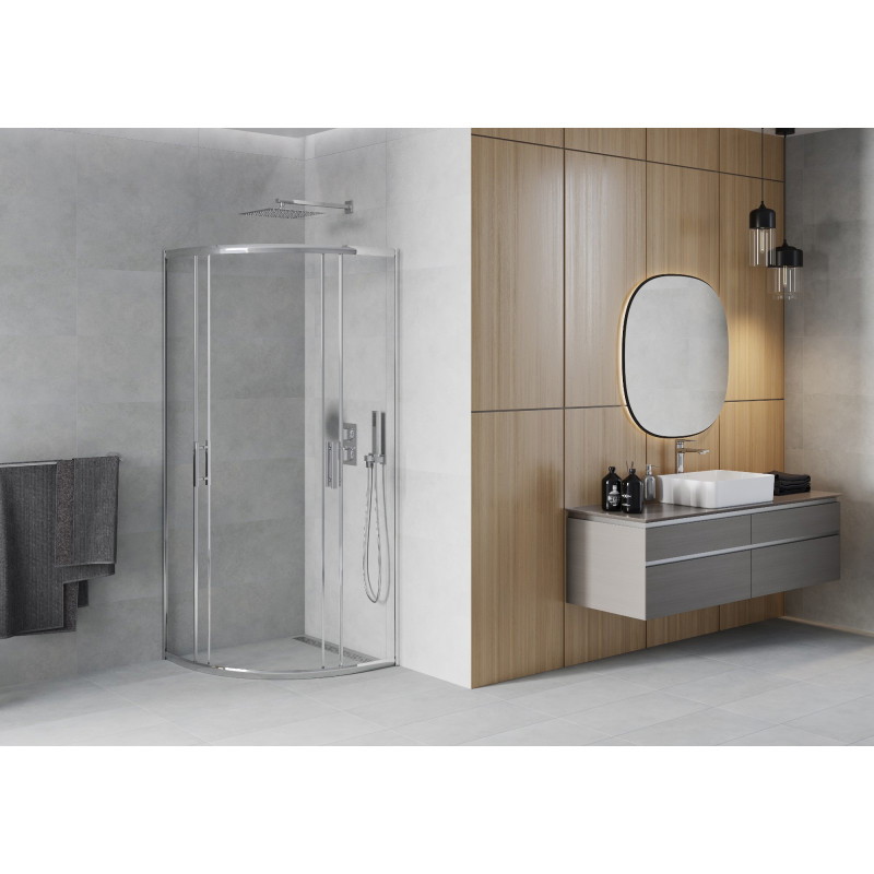 Mexen Rio 90 x 90 cm Semi-Circular Shower Enclosure, Transparent, Chrome - 863-090-090-01-00