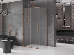 Mexen Velar sliding shower cabin 90 x 100 cm, frost, rose gold - 871-090-100-31-60
