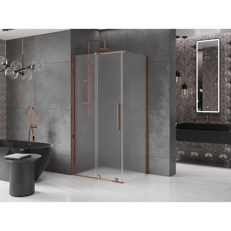 Mexen Velar sliding shower cabin 100 x 120 cm, frosted, rose gold - 871-100-120-31-60