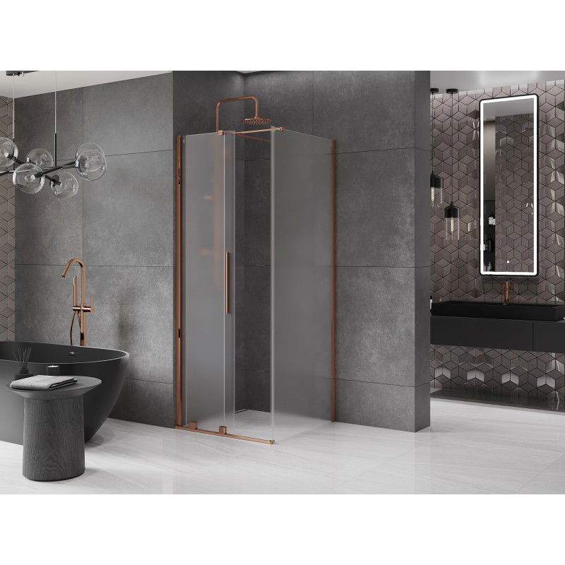 Mexen Velar sliding shower cabin 90 x 90 cm, frost, rose gold - 871-090-090-31-60