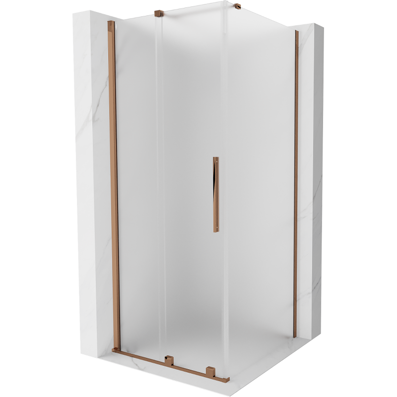 Mexen Velar sliding shower cabin 100 x 100 cm, frost, rose gold - 871-100-100-31-60