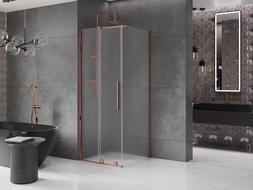 Mexen Velar sliding shower enclosure 110 x 110 cm, frost, pink gold - 871-110-110-31-60
