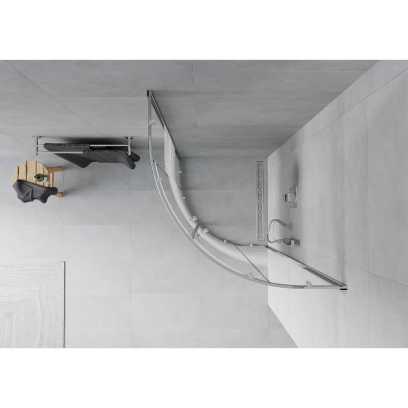Mexen Rio semi-circular shower enclosure 80 x 80 cm, white stripes, chrome - 863-080-080-01-20