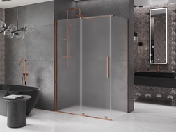 Mexen Velar Sliding Shower Enclosure 140 x 85 cm, Frosted, Rose Gold - 871-140-085-31-60