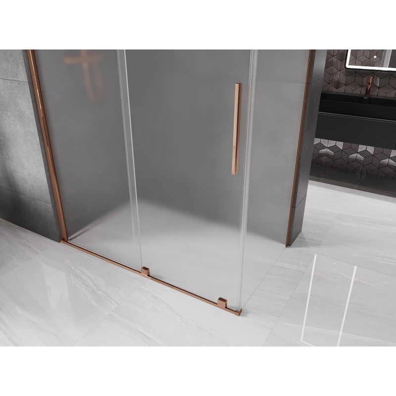 Mexen Velar Sliding Shower Cabin 140 x 80 cm, Frosted, Rose Gold - 871-140-080-31-60