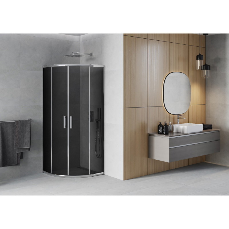 Mexen Rio semi-circular shower cabin 70 x 70 cm, graphite, chrome - 863-070-070-01-40