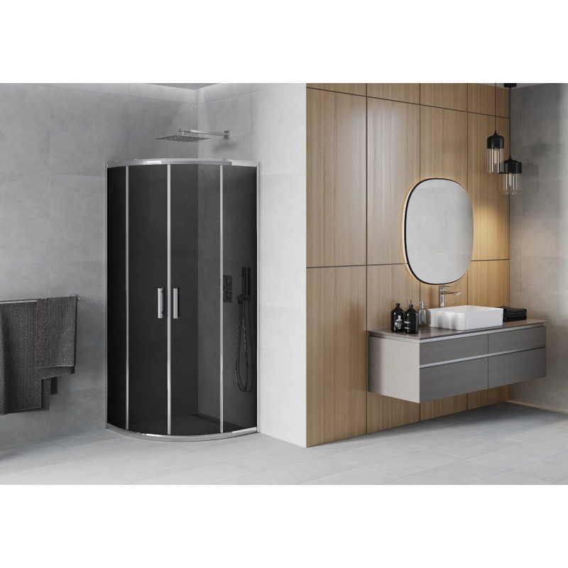 Mexen Rio semicircular shower cabin 70 x 70 cm, graphite, chrome - 863-070-070-01-40