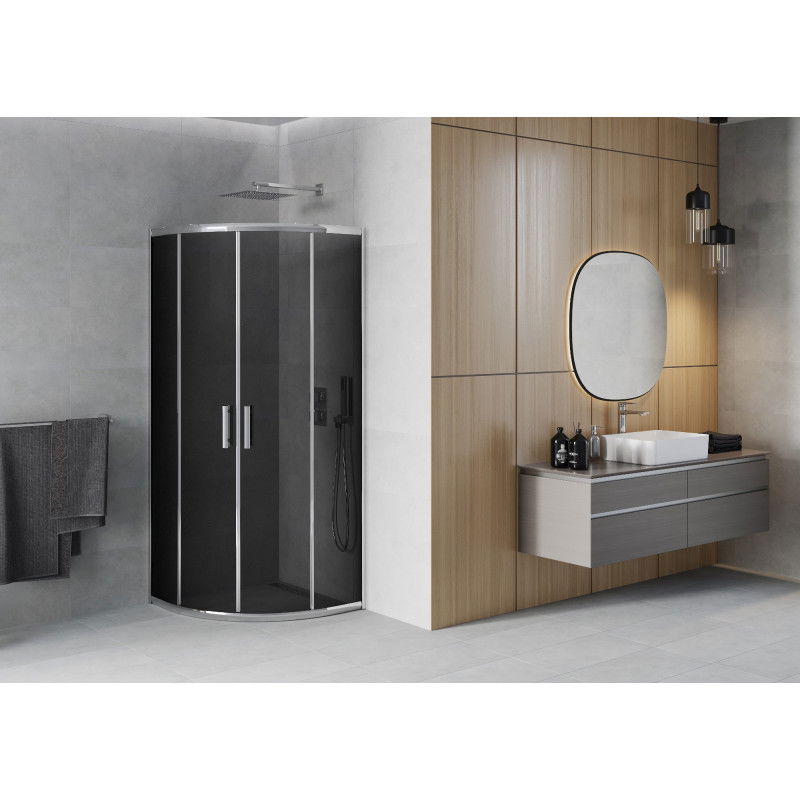 Mexen Rio semicircular shower enclosure 70 x 70 cm, graphite, chrome - 863-070-070-01-40