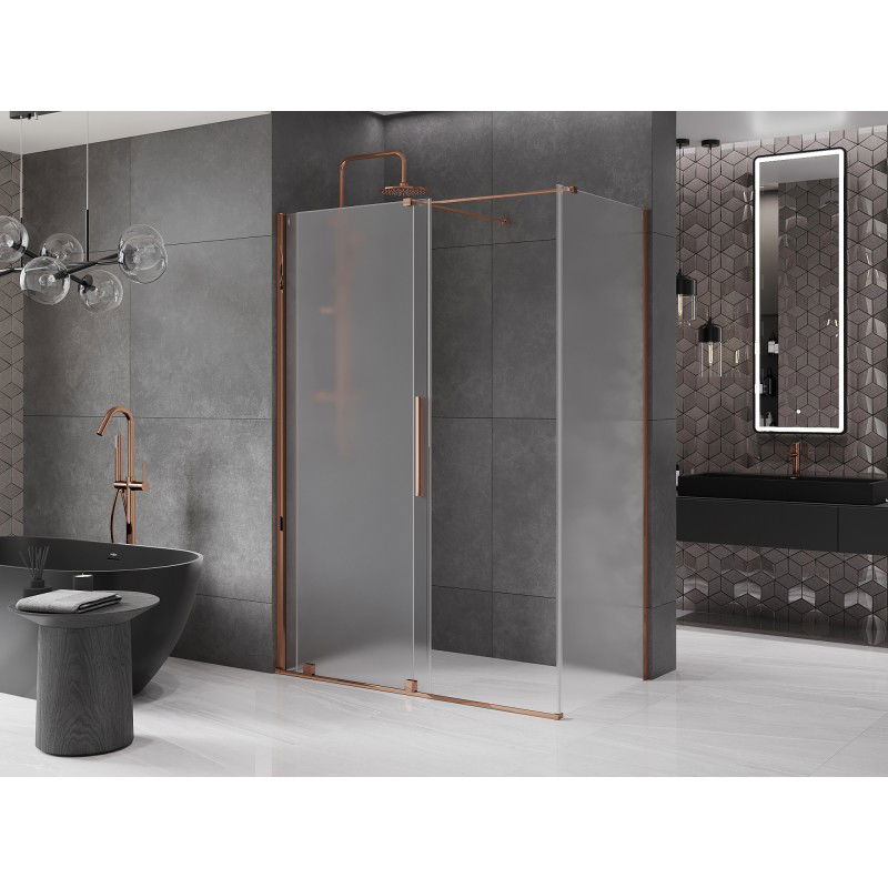 Mexen Velar sliding shower cabin 150 x 85 cm, frosted, rose gold - 871-150-085-31-60