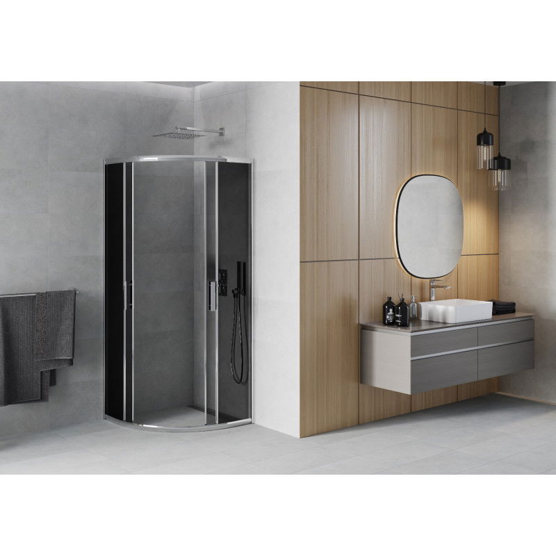 Mexen Rio semicircular shower enclosure 80 x 80 cm, graphite, chrome - 863-080-080-01-40