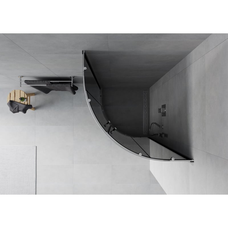 Mexen Rio semi-circular shower cabin 80 x 80 cm, graphite, chrome - 863-080-080-01-40