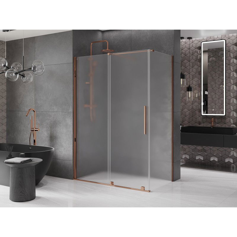 Mexen Velar sliding shower cabin 160 x 90 cm, frosted, rose gold - 871-160-090-31-60
