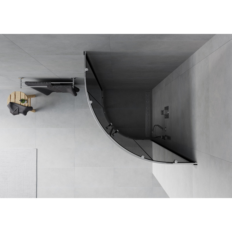 Mexen Rio 90 x 90 cm semicircular shower cabin, graphite, chrome - 863-090-090-01-40