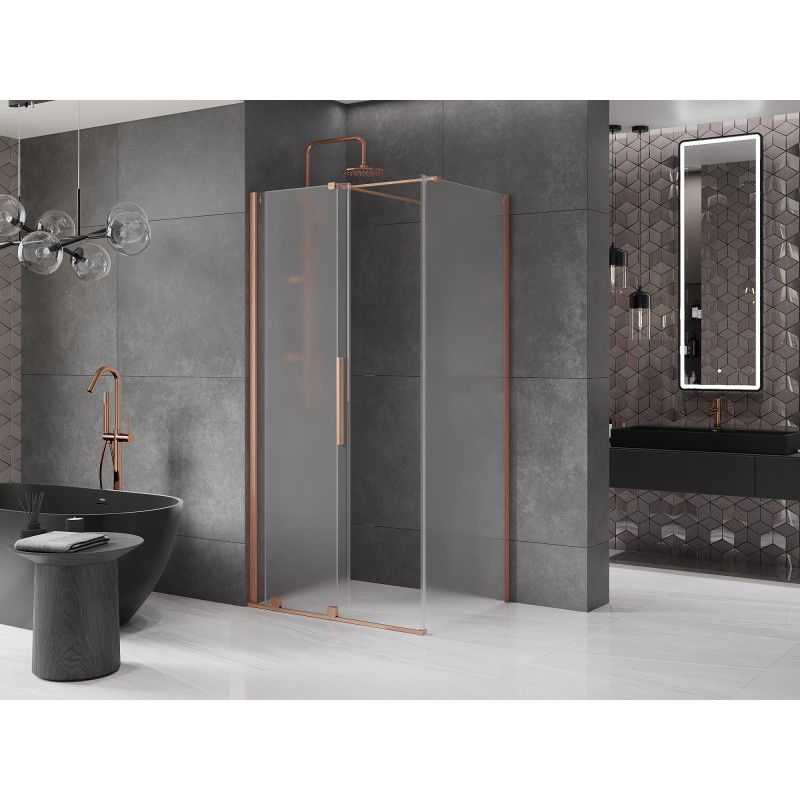 Mexen Velar sliding shower enclosure 100 x 75 cm, frost, brushed copper - 871-100-075-31-65