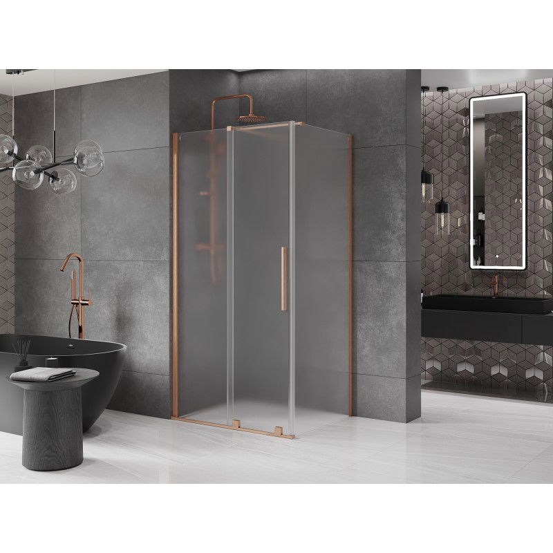 Mexen Velar sliding shower cabin 110 x 90 cm, frost, brushed copper - 871-110-090-31-65