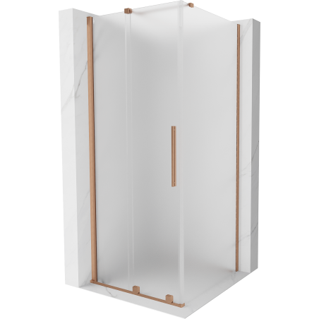 Mexen Velar sliding shower enclosure 120 x 120 cm, frost, brushed copper - 871-120-120-31-65