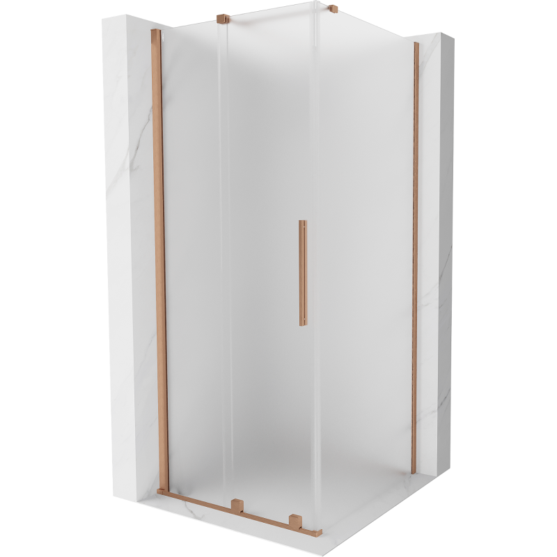 Mexen Velar sliding shower cabin 100 x 100 cm, frost, brushed copper - 871-100-100-31-65
