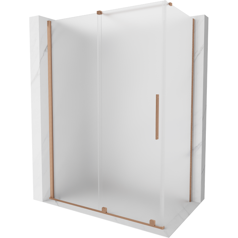 Mexen Velar sliding shower enclosure 140 x 80 cm, frost, brushed copper - 871-140-080-31-65