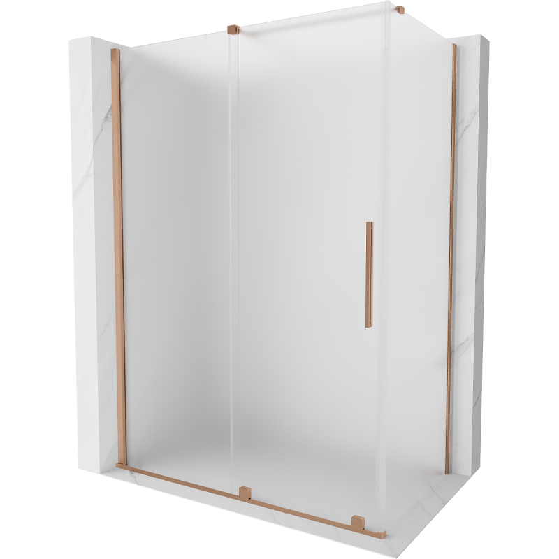 Mexen Velar sliding shower enclosure 150 x 85 cm, frost, brushed copper - 871-150-085-31-65