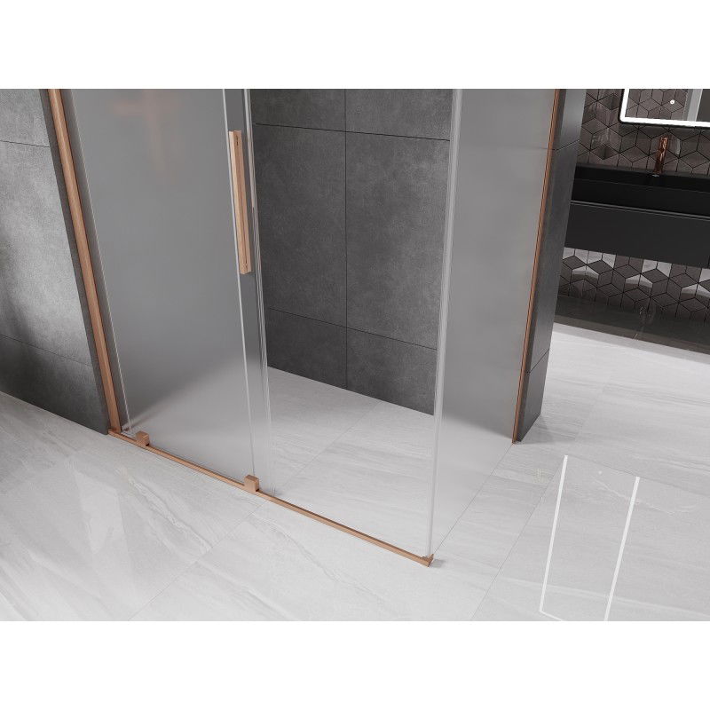Mexen Velar sliding shower cabin 150 x 90 cm, frost, brushed copper - 871-150-090-31-65