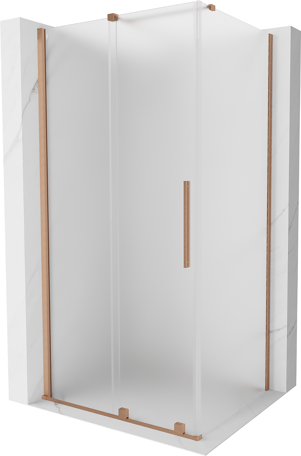 Mexen Velar sliding shower enclosure 130 x 90 cm, frost, brushed copper - 871-130-090-31-65