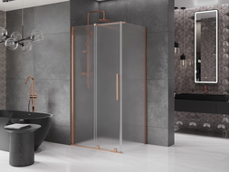 Mexen Velar sliding shower enclosure 150 x 100 cm, frost, brushed copper - 871-150-100-31-65