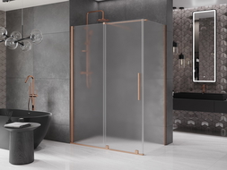 Mexen Velar sliding shower enclosure 160 x 85 cm, frost, brushed copper - 871-160-085-31-65