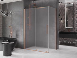 Mexen Velar sliding shower enclosure 160 x 90 cm, frosted, brushed copper - 871-160-090-31-65