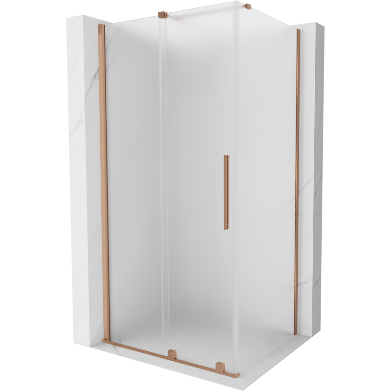 Mexen Velar sliding shower enclosure 140 x 100 cm, frost, brushed copper - 871-140-100-31-65