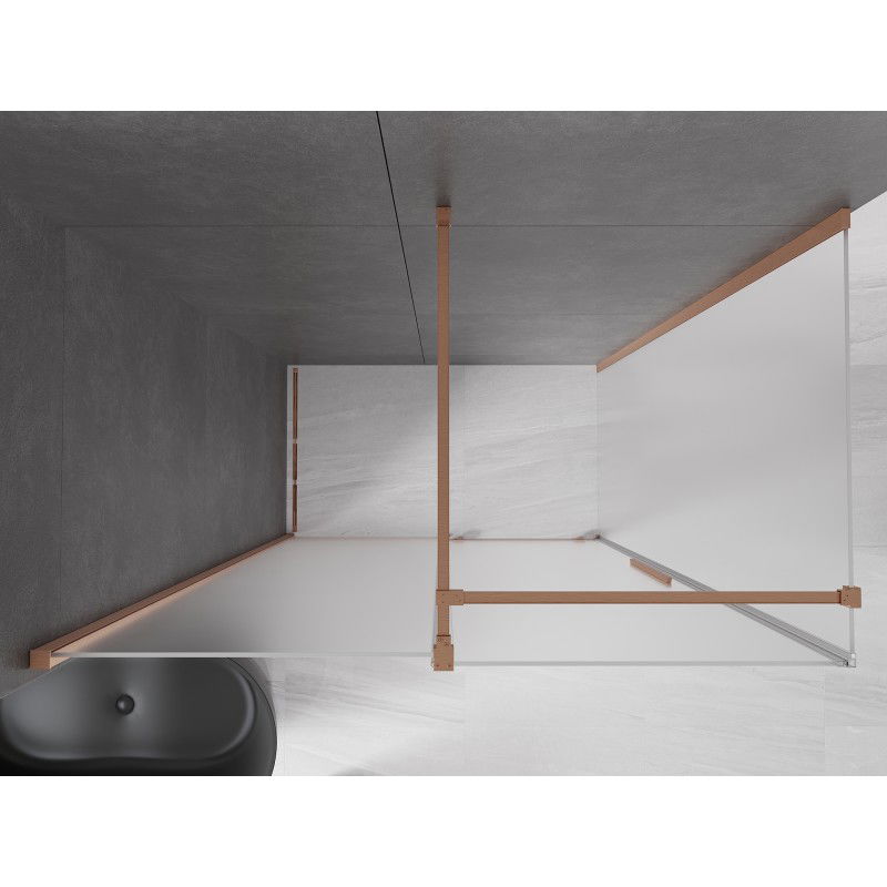 Mexen Velar Sliding Shower Enclosure 160 x 80 cm, Frosted, Brushed Copper - 871-160-080-31-65