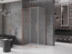 Mexen Velar sliding shower enclosure 140 x 90 cm, frosted, brushed copper - 871-140-090-31-65