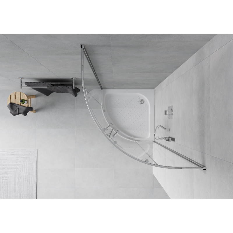 Mexen Rio semi-circular shower cabin 70 x 70 cm, transparent, chrome + shower tray, white - 863-070-070-01-00-4710