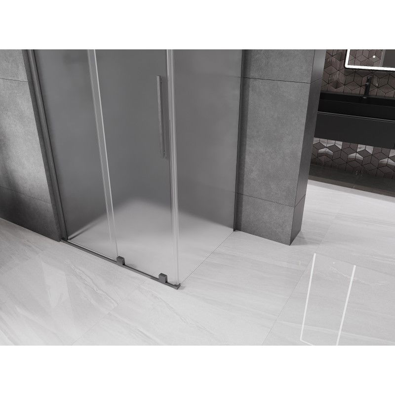 Mexen Velar sliding shower cabin 90 x 70 cm, frost, brushed gun gray - 871-090-070-31-66