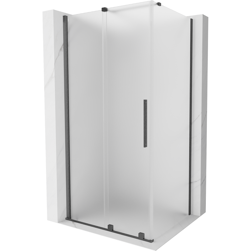 Mexen Velar sliding shower cabin 100 x 90 cm, frost, brushed gun gray - 871-100-090-31-66