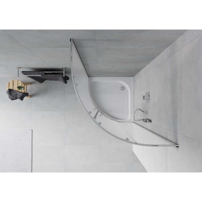 Mexen Rio semi-circular shower cabin 70 x 70 cm, frost, chrome + shower tray, white - 863-070-070-01-30-4710