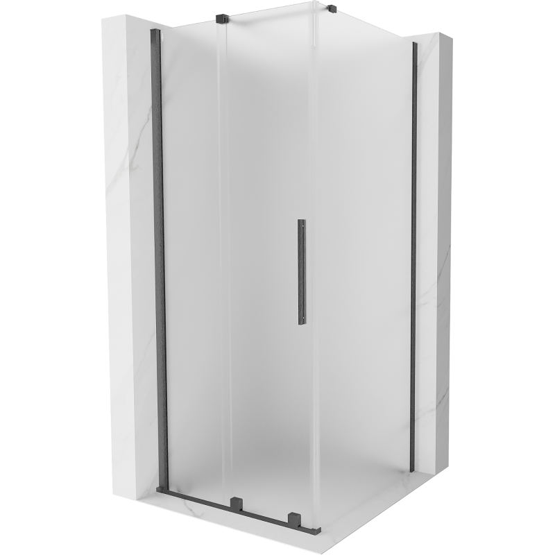 Mexen Velar sliding shower cabin 90 x 90 cm, frost, brushed gun gray - 871-090-090-31-66