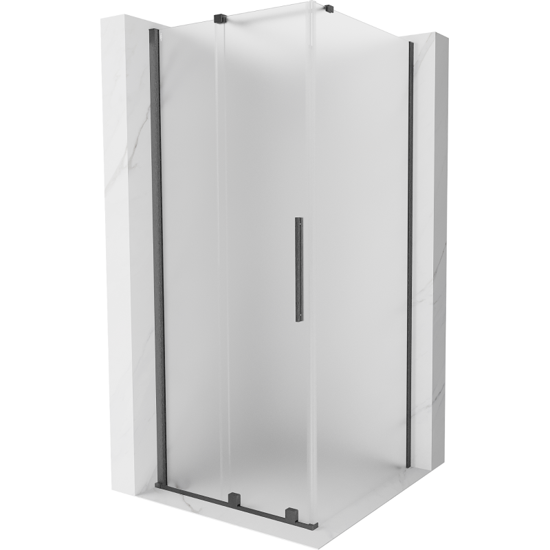 Mexen Velar sliding shower enclosure 110 x 110 cm, frost, brushed gun gray - 871-110-110-31-66