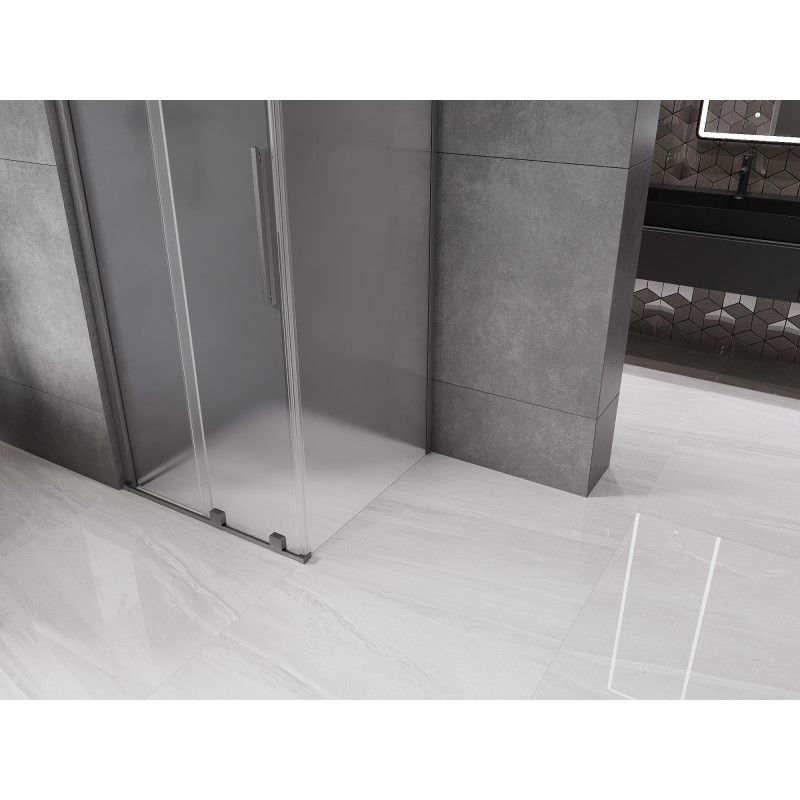 Mexen Velar sliding shower cabin 90 x 90 cm, frosted, brushed gun gray - 871-090-090-31-66
