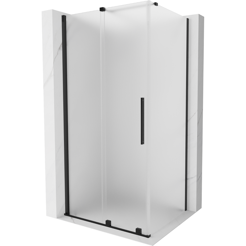 Mexen Velar sliding shower cabin 90 x 75 cm, frost, black - 871-090-075-31-70