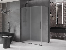 Mexen Velar Sliding Shower Cabin 130 x 75 cm, Frosted, Gun Gray Brushed - 871-130-075-31-66