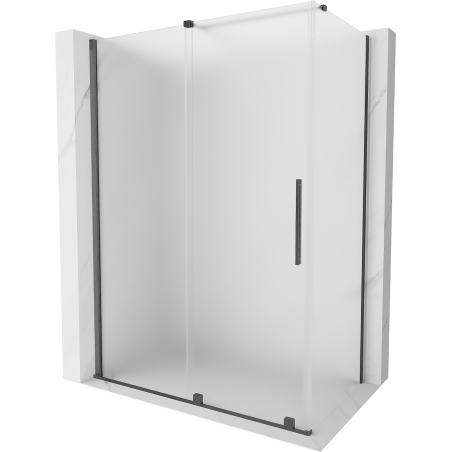 Mexen Velar Sliding Shower Enclosure 140 x 70 cm, Frosted, Gun Grey Brushed - 871-140-070-31-66